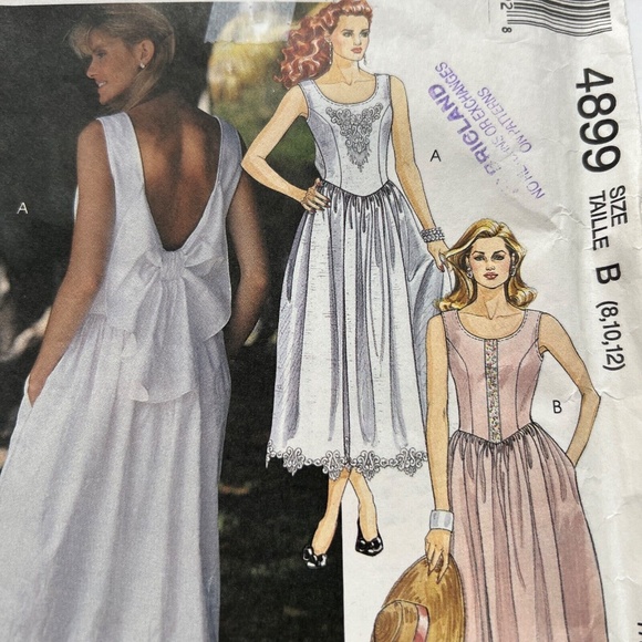 McCALL'S Sewing Pattern Dress Sleeveless Cottagecore Bodice Drop Waist 8 10 12 - Picture 2 of 4